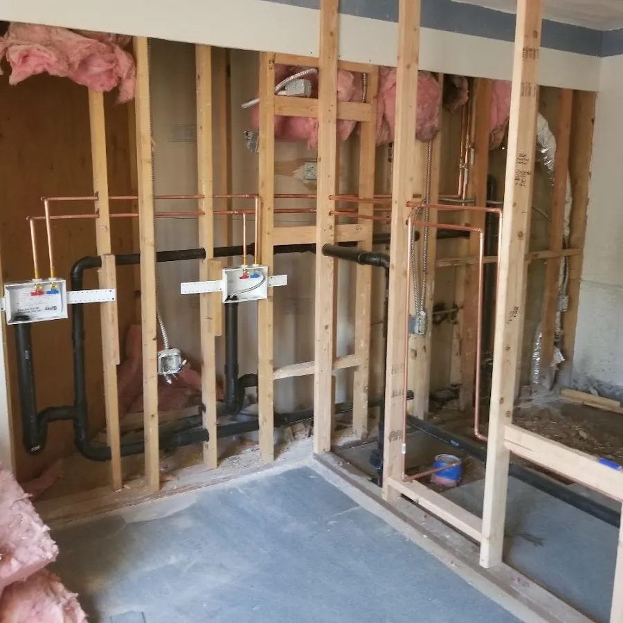 Copper pipe rough-in and plumbing installation in Kirkland